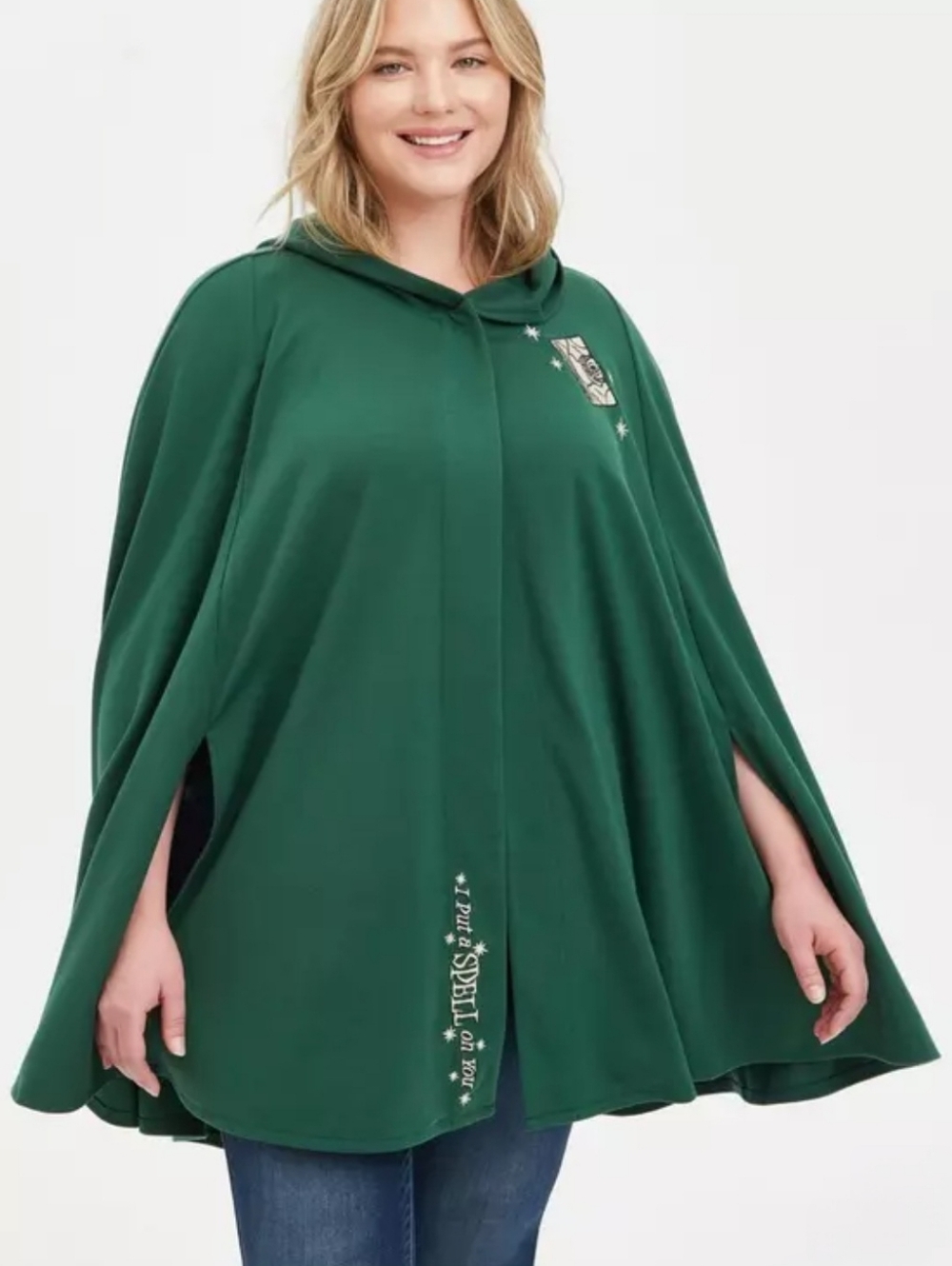 Torrid Hocus Pocus Disney I put A Spell On You Hooded Cape Coat Green 1X - 2X